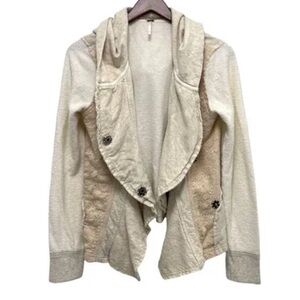 Free People Clementine Cream Asymmetrical Hooded Jacket